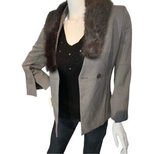 Banana Republic  Women's Jacket Gray Size 6￼ ￼ Faux Fur (Removable￼)